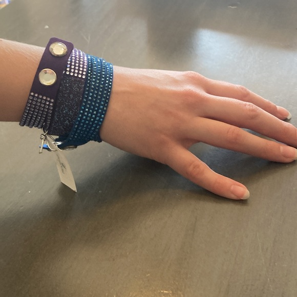 2 Swarovski Slake crystal wrap bracelets blue purple - Picture 2 of 7